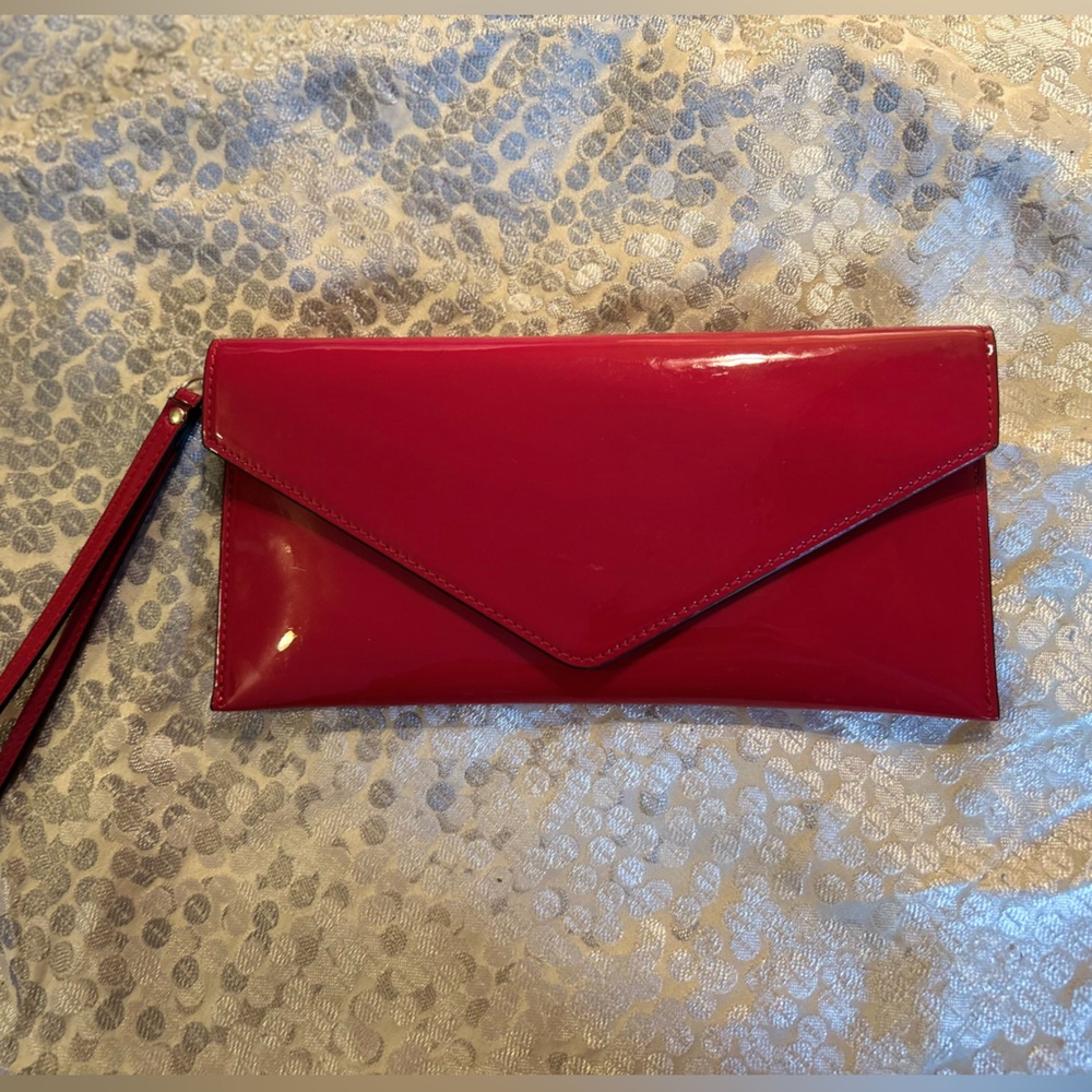 Red leather black interior Clutch bag